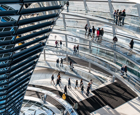 Glass dome on the top of the Reichstag in Berlin, Germany