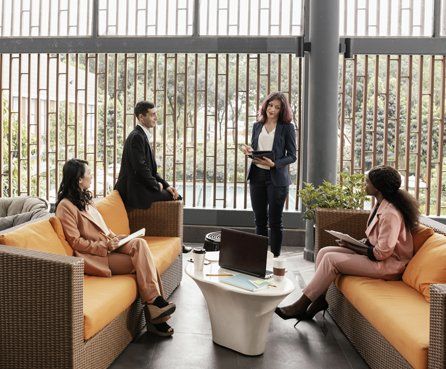 Mixed race business people having meeting