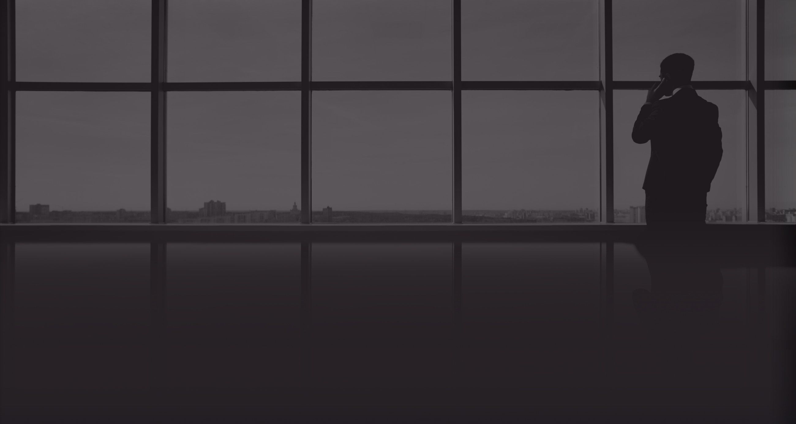 Businessman enjoying window view talking on the phone
