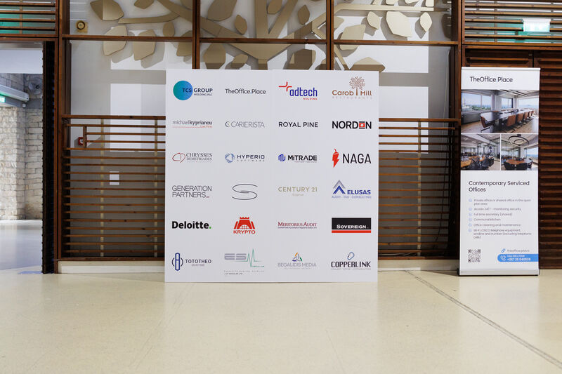 Photopanel wall showing participant companies logos